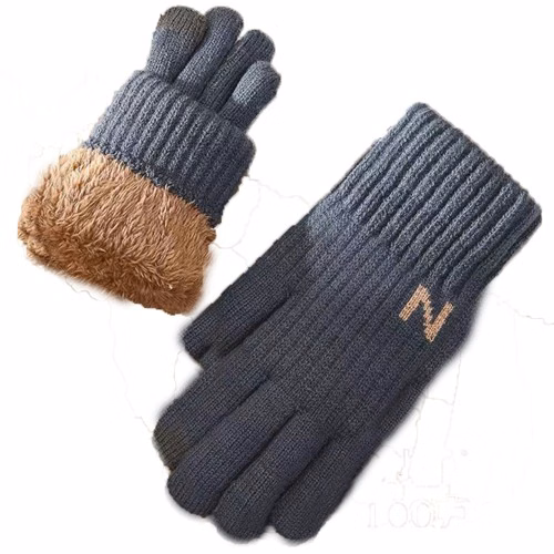 Adult Chunky Ribbed Gloves With Sensitive Touch, Faux Fur Lining, And Custom Logo