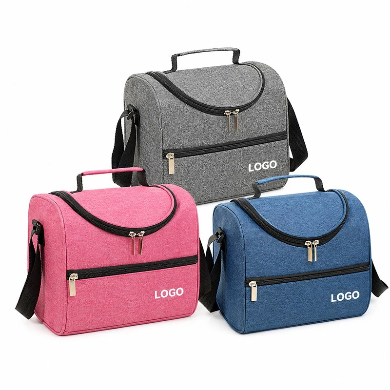 Insulated Lunch Bag W/ Dual Zippers & Shoulder Strap 1