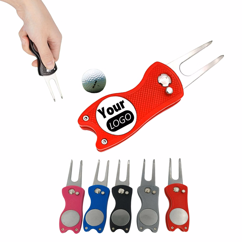 Foldable Golf Divot Repair Tool Green Fork