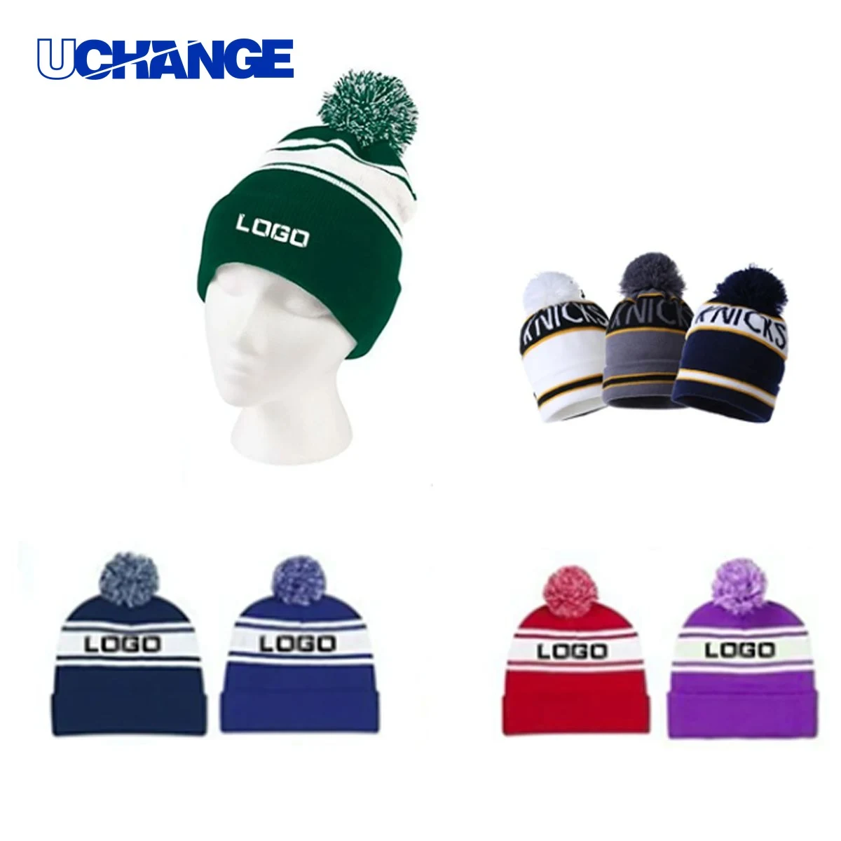 Pom Knit Beanie Hat 1