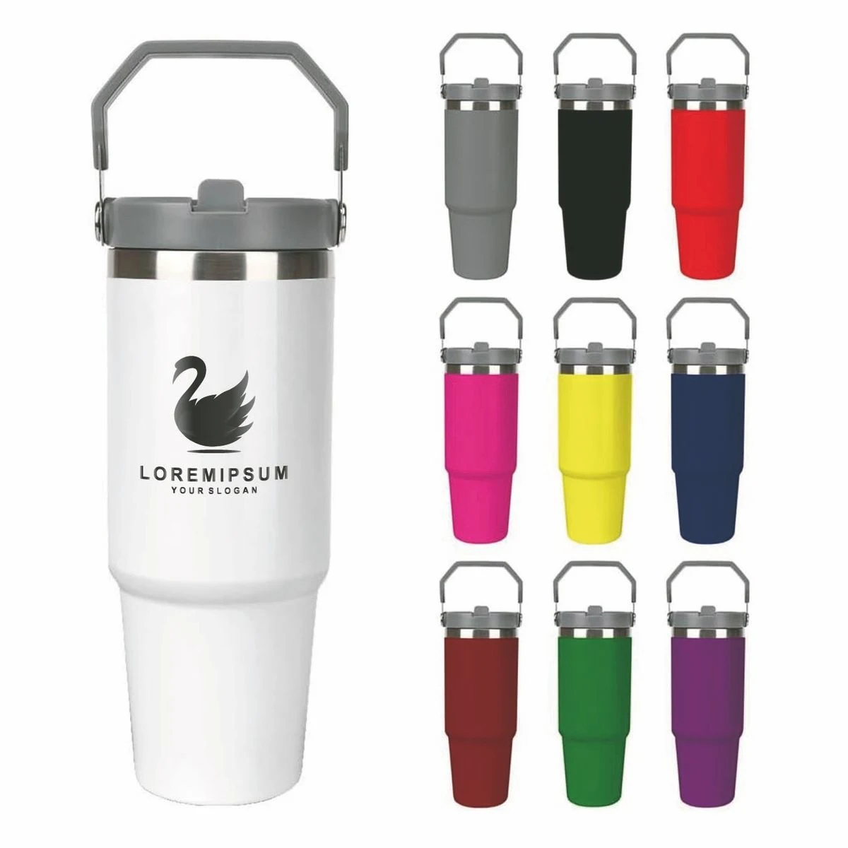 30oz Custom Tumblers with Handle Personalized with Photo Text Logo Name Stainless Steel Travel Coffe 1