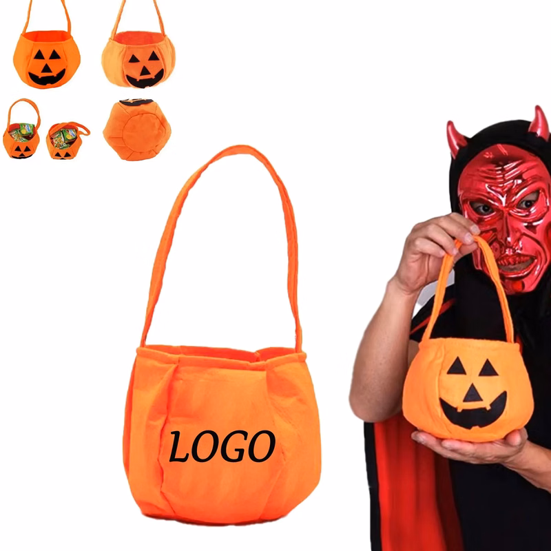 Halloween Candy Nonwoven Smile Three dimensional Pumpkin Bag