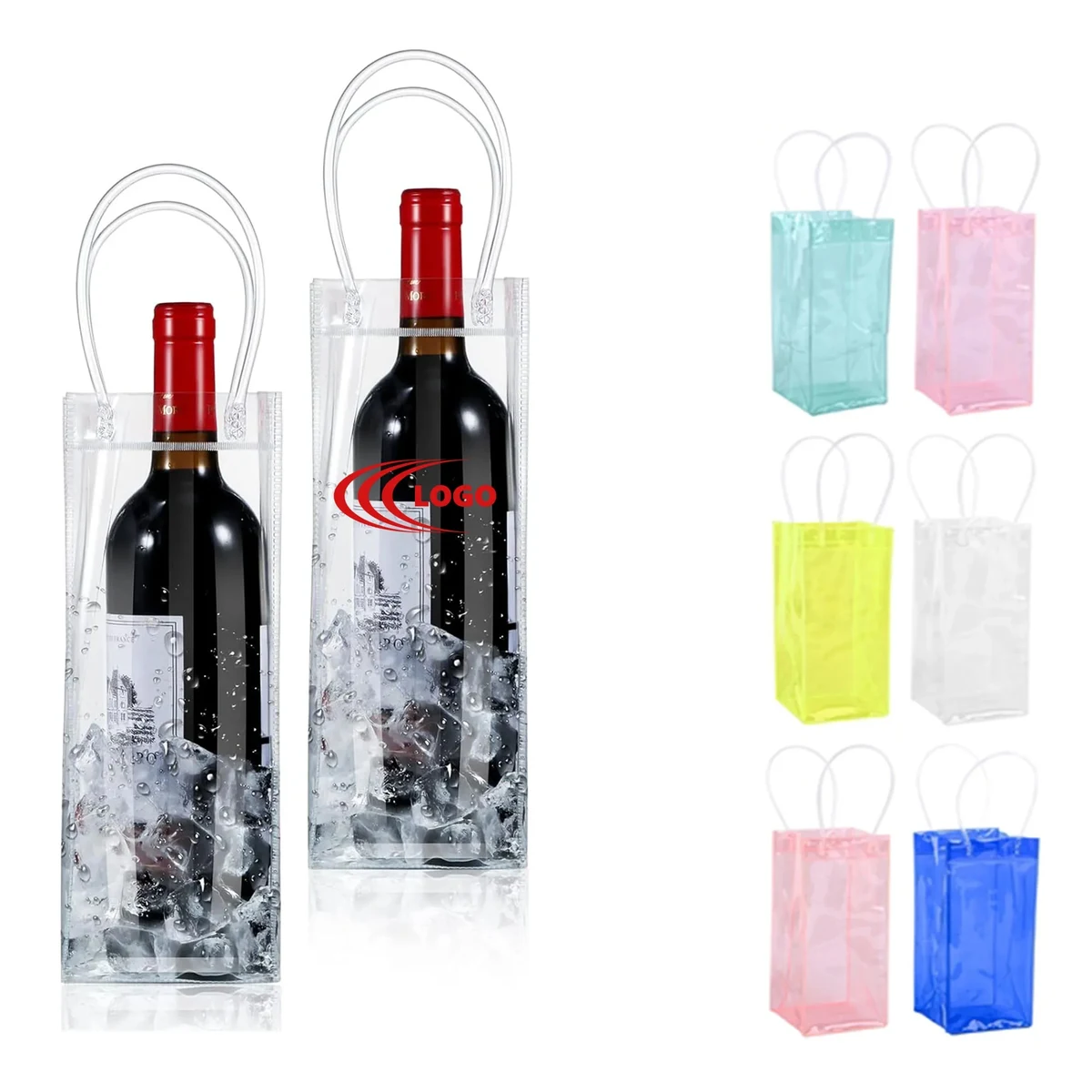 Colored Portable Collapsible Clear Wine Pouch 1
