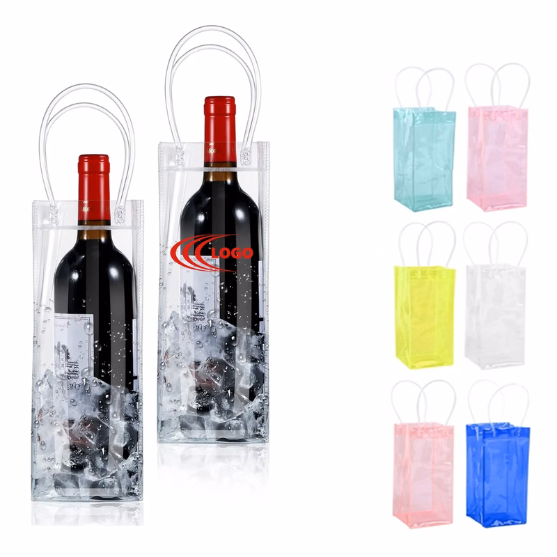 Colored Portable Collapsible Clear Wine Pouch