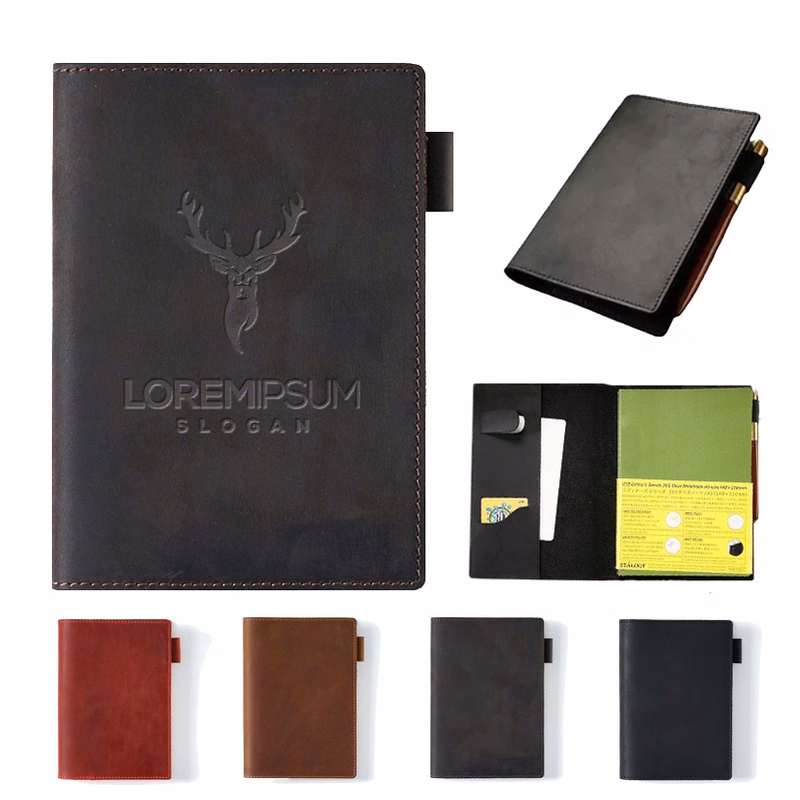 Leather Refillable Travel Notebook W/ Pen Holder Card Slot