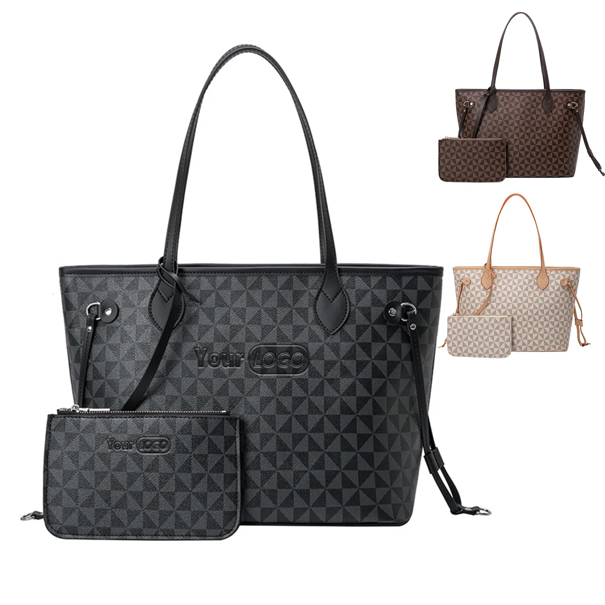 Pvc check Bucket type waterproof Tote bag women 1