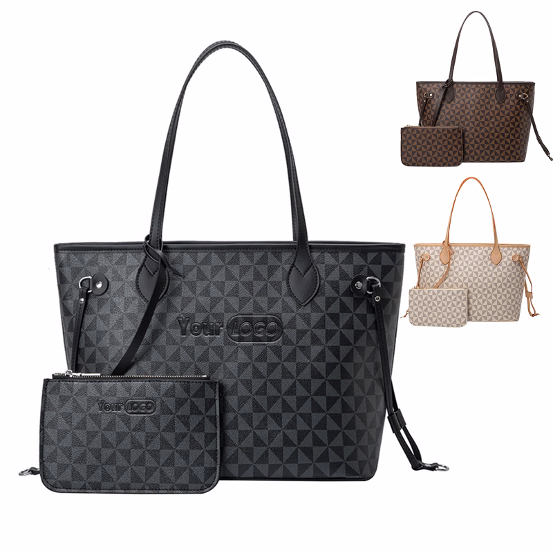 Pvc check Bucket type waterproof Tote bag women