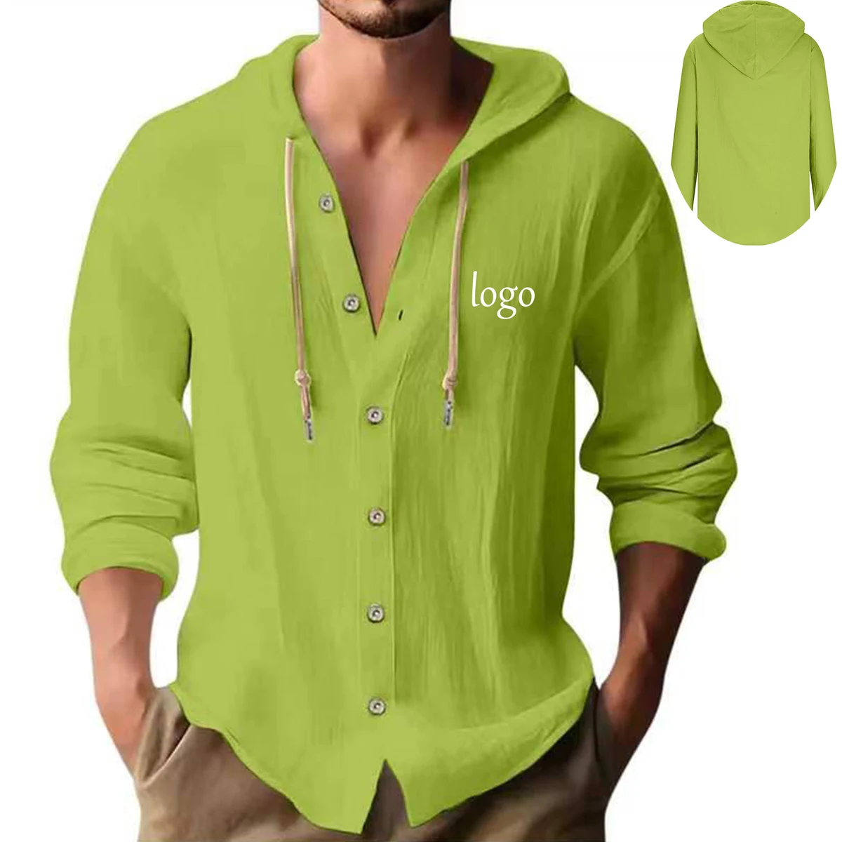 Long Sleeve Hooded Shirt, custom hoodie or sweatshirt with logo imprint 1