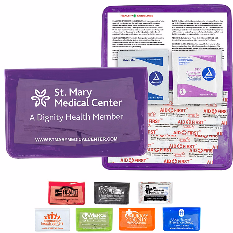 "HEAL-ON-THE-GO L" 10 Piece Economy First Aid Kit in Colorful Vinyl Pouch