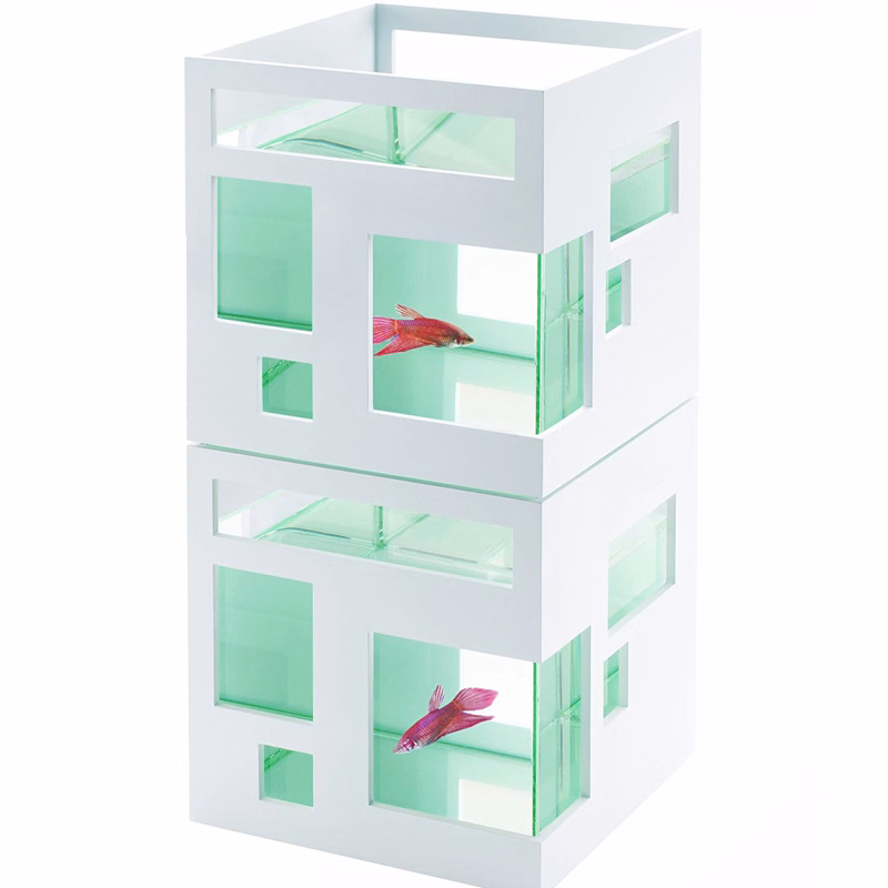 Fish Hotel Unique Glass 2 Gallons Mini Aquarium Tank Bowl