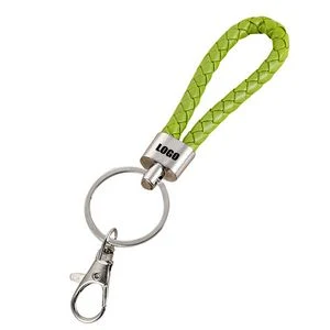 Chic Plastic Buckle Weaved PU Leather Keychain 1