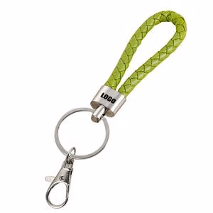 Chic Plastic Buckle Weaved PU Leather Keychain