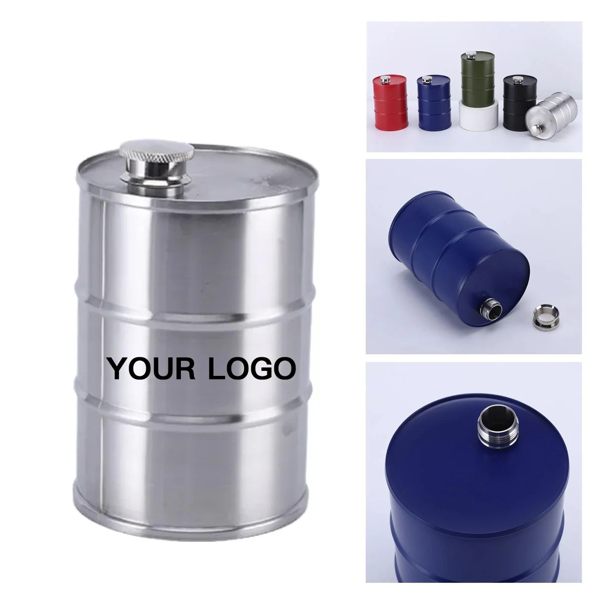 Stainless Steel Oil Drum Flask 24oz for Outdoor Use 1