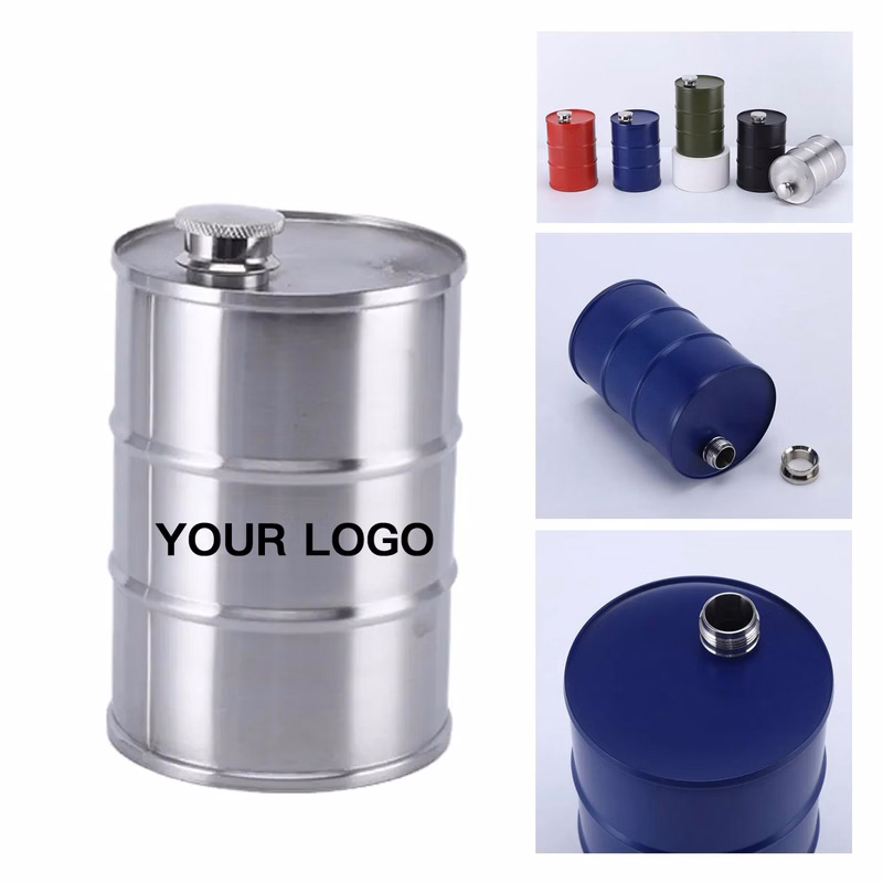 Stainless Steel Oil Drum Flask 24oz for Outdoor Use
