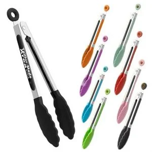 High Temperature Black Resistant Kitchen Silicone Tongs 1
