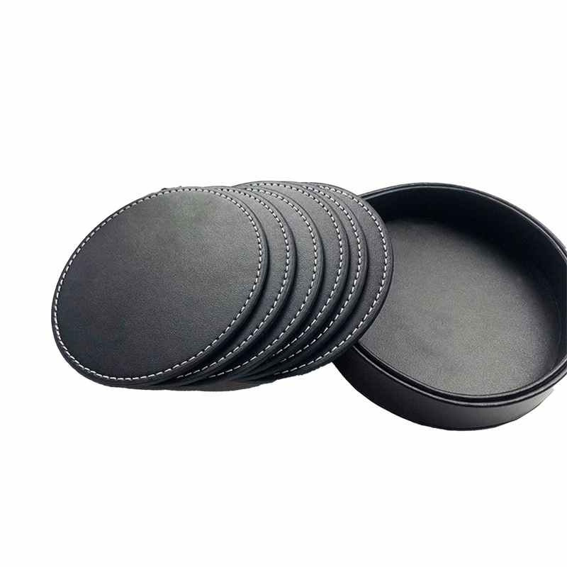 MOQ 50pcs PU Leather Drink Coasters