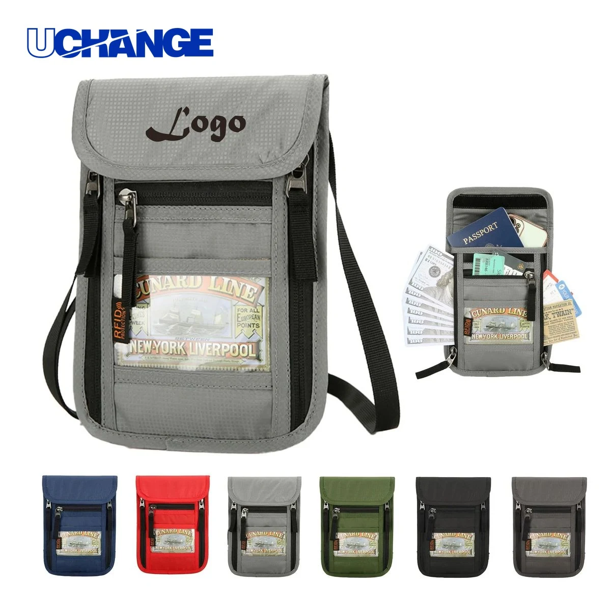 RFID Blocking Passport Holder Neck Pouch Organizer 1