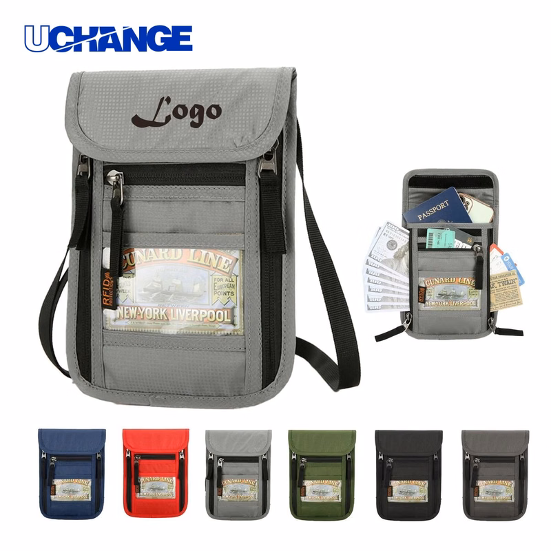 RFID Blocking Passport Holder Neck Pouch Organizer