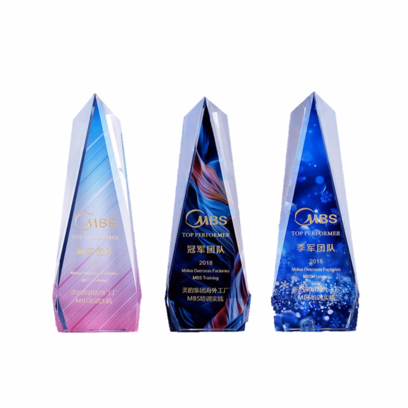 Creative Triangle Shape Custom Design Crystal Trophy