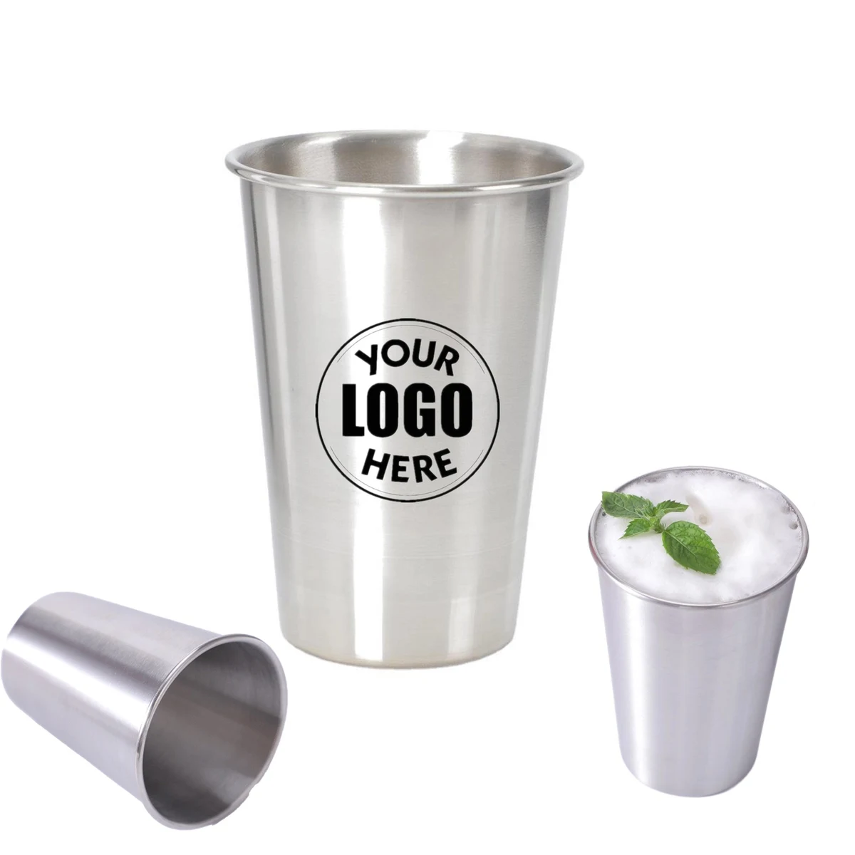 16 Oz. Single Wall Stainless Steel Tumbler Pint Cup 1