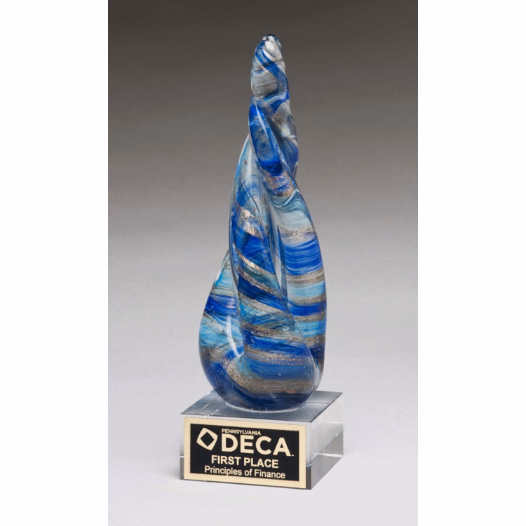 Roped Blue Art Glass 8.75"