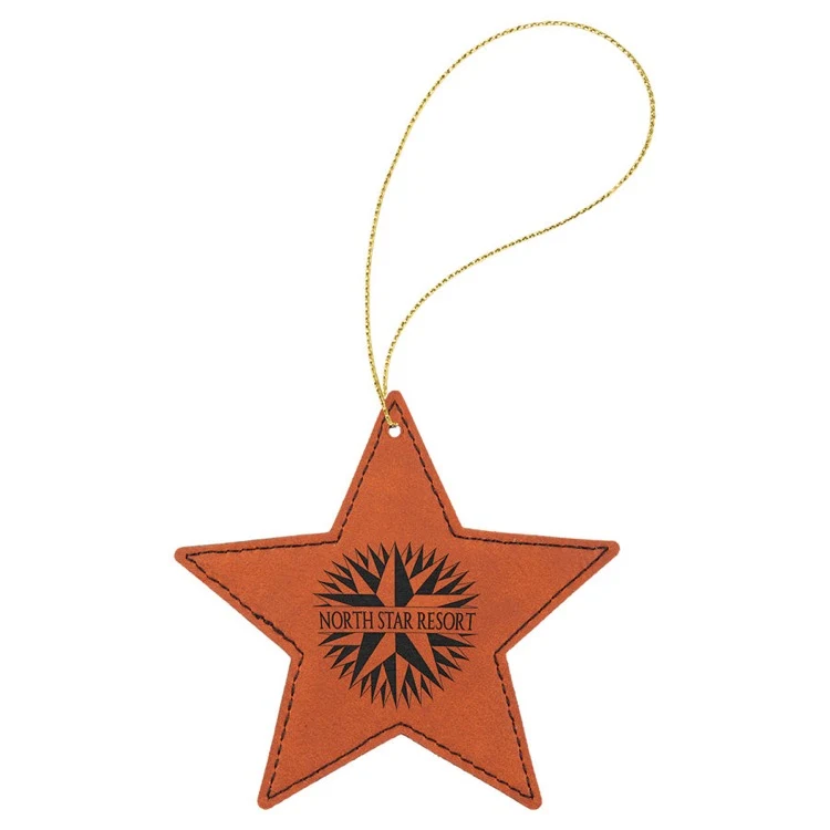 Rawhide Leatherette Star Ornament with Gold String 1