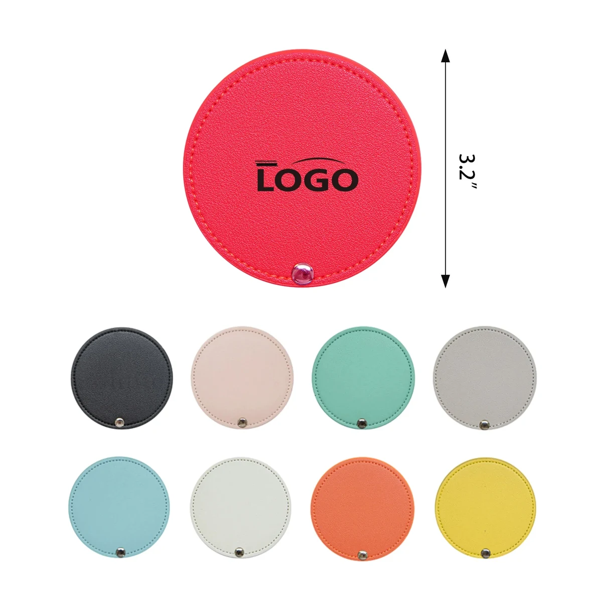 Portable PU Travel Makeup Mirror With Cover MOQ 100PCS 1