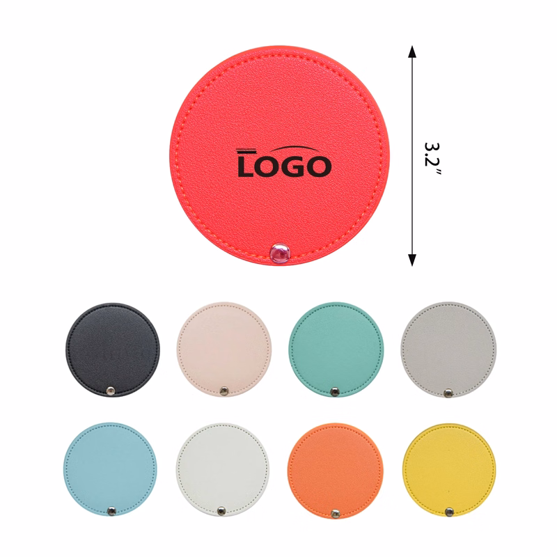 Portable PU Travel Makeup Mirror With Cover MOQ 100PCS