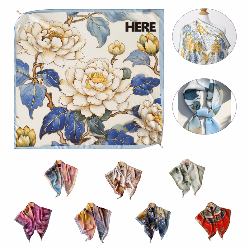 Colorful Silk Scarf with Magnetic Closure