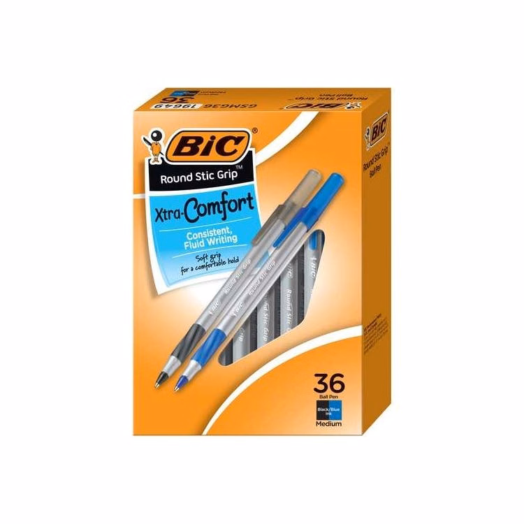 BIC Round Stic Ballpoint Pens - 2 Colors 36 Pack