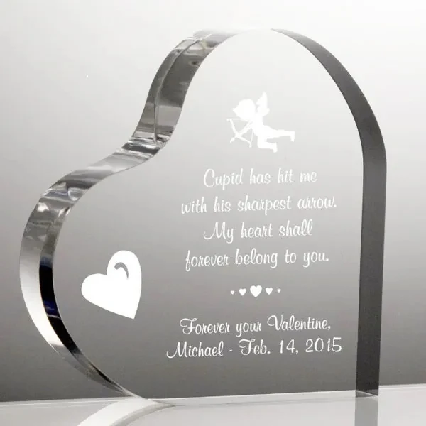 Clear Crystal Heart Shaped Paperweight 1