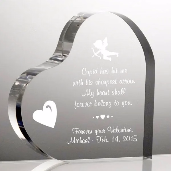 Clear Crystal Heart Shaped Paperweight