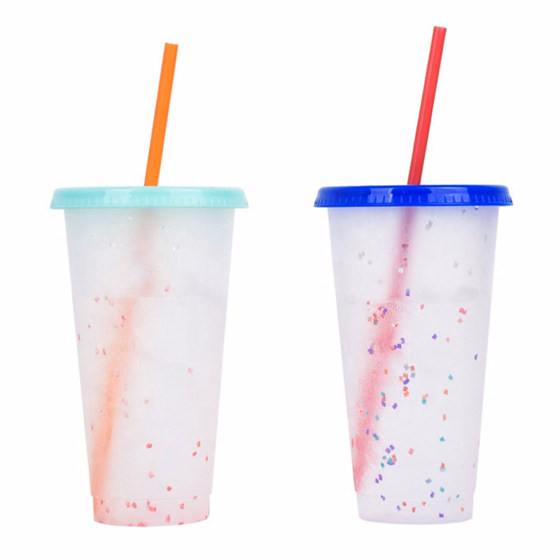 24 Oz. Color Changing Tumblers With Straw