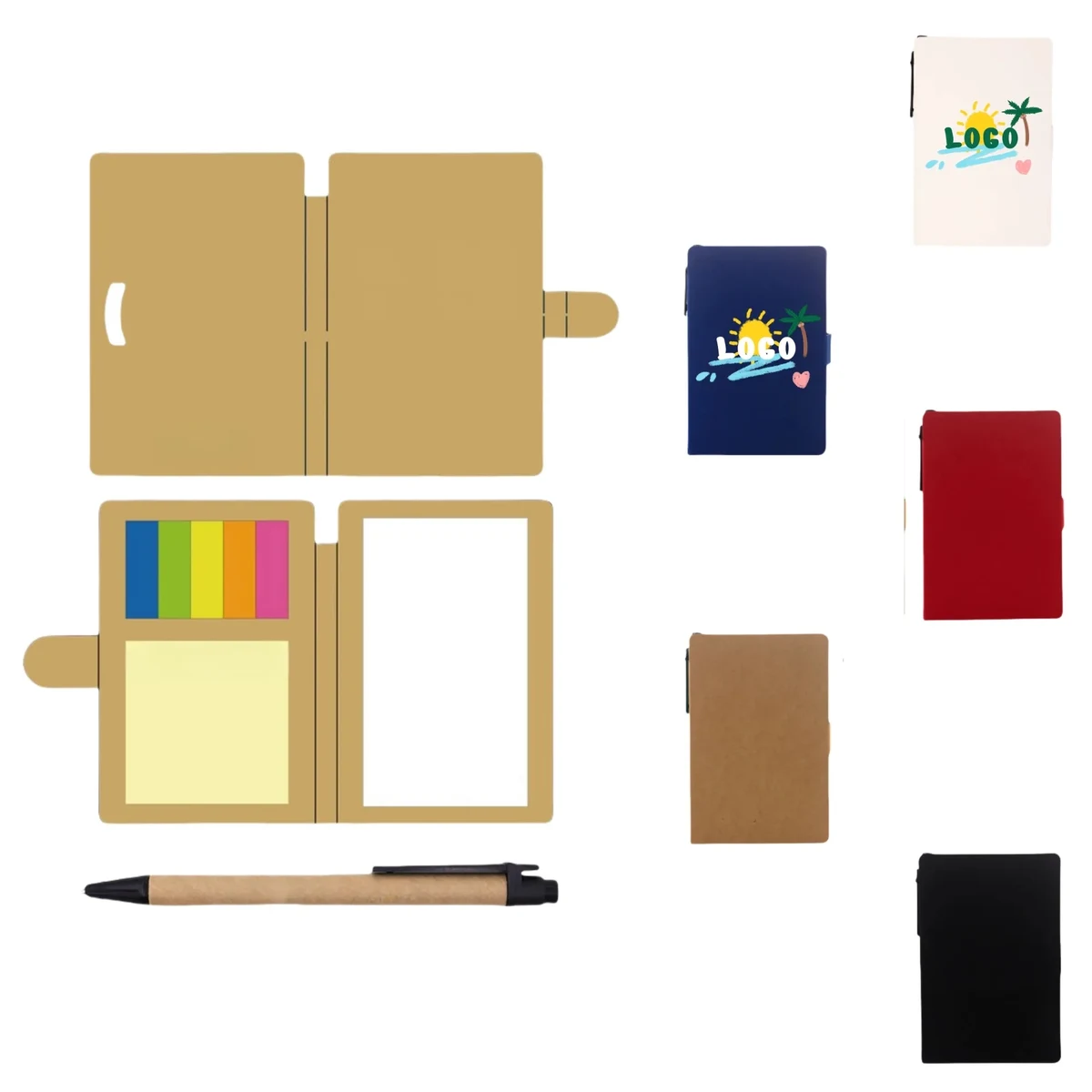 Kraft Paper Notebook With Pen And Colored Labels 1