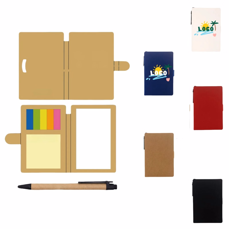 Kraft Paper Notebook With Pen And Colored Labels