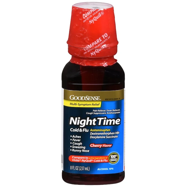 Night Time Cold & Flu Medicine - Cherry Flavor 8 oz 1