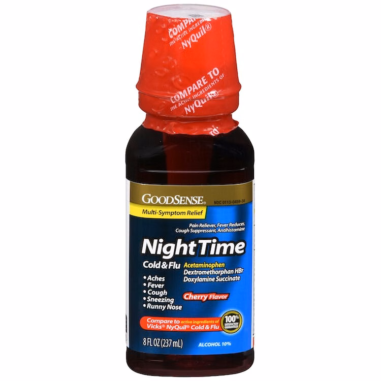 Night Time Cold & Flu Medicine - Cherry Flavor 8 oz