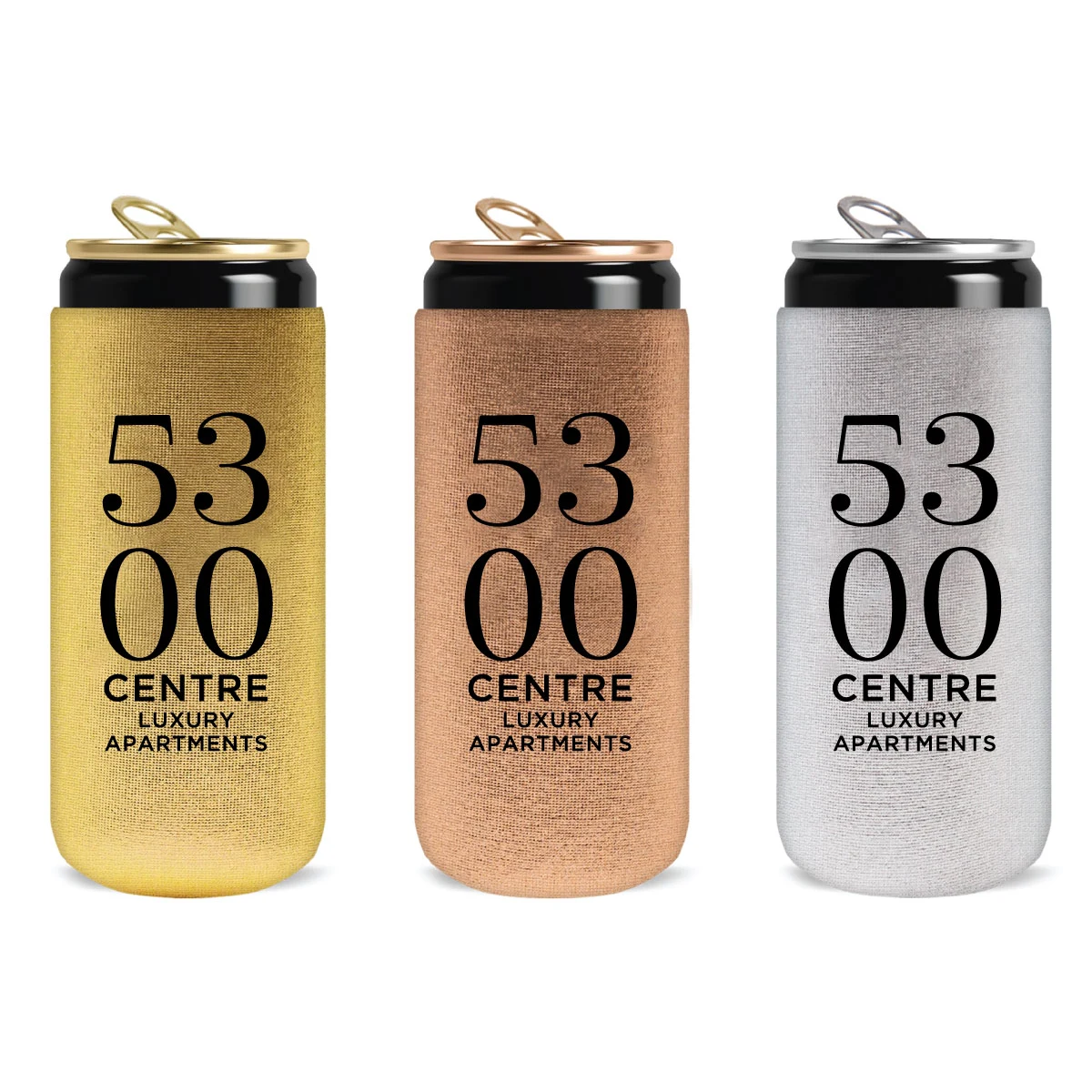 Collapsible 12 oz. Slim Neoprene Metallic Can Cooler, custom koozie with logo imprint 1