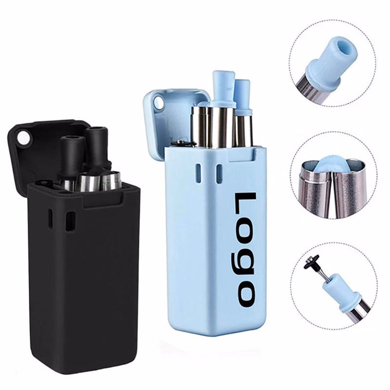 Collapsible Reusable Stainless Silicone Straw