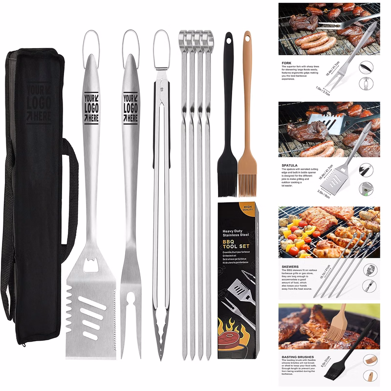 10 Pcs Stainless Steel Grill Tools Set