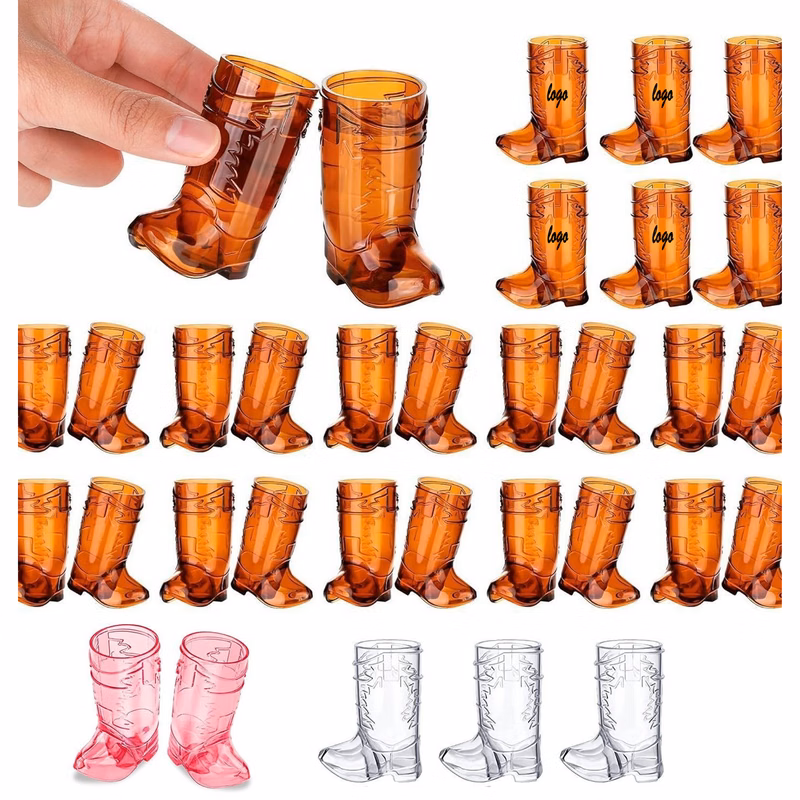 Western Cowboy Boot Shaped Plastic Wine Glass