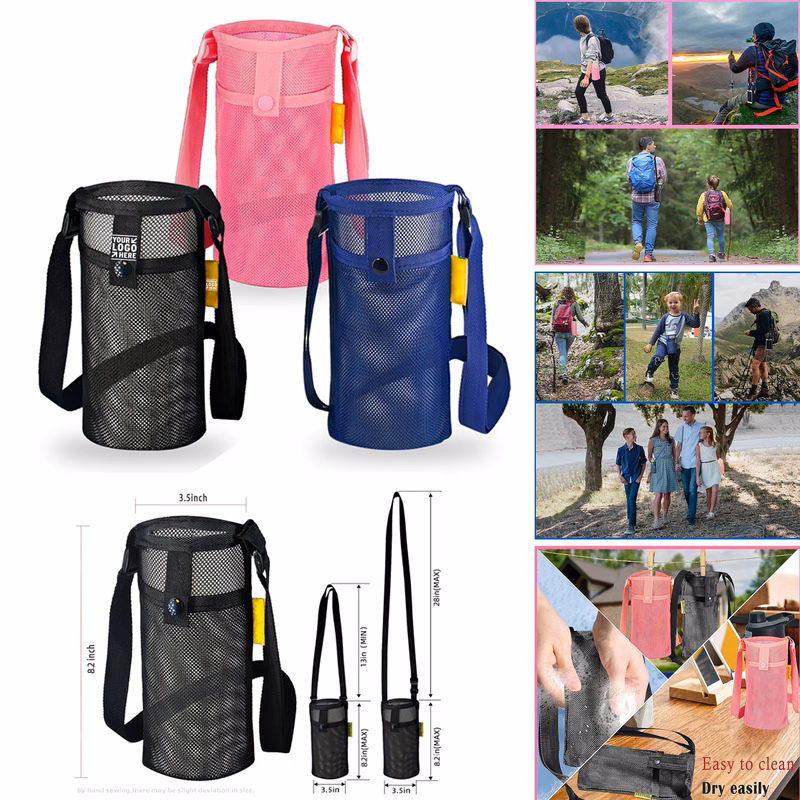 Portable Multifunctional Easy Clean Travel Running Gym Water Bottle Holder Bag With Strap