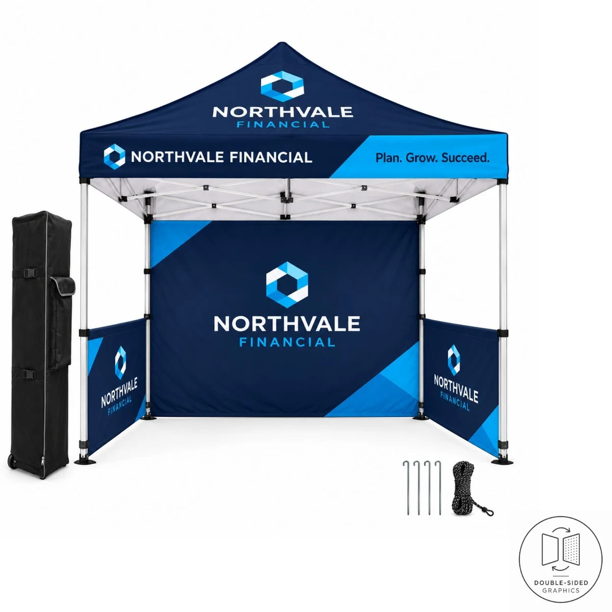 Full Tent Package , 10' Sublimated Tent kit, DOUBLE sided backwall and 2 DOUBLE sided half sidewalls 1