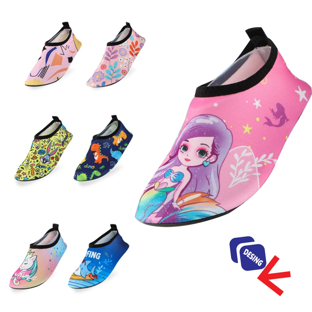 Custom Full Color Women's Men's Outdoor Beach Water Shoes 1