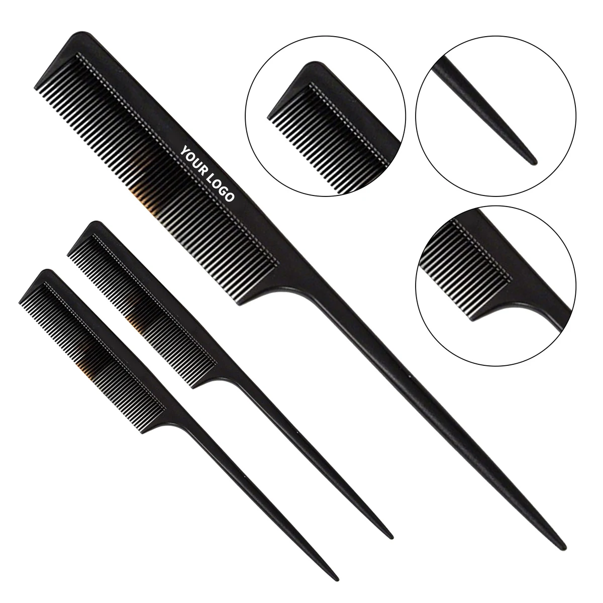 Skinny Hairdresser Rat Tail Comb Narrow Tooth Teasing Design 1