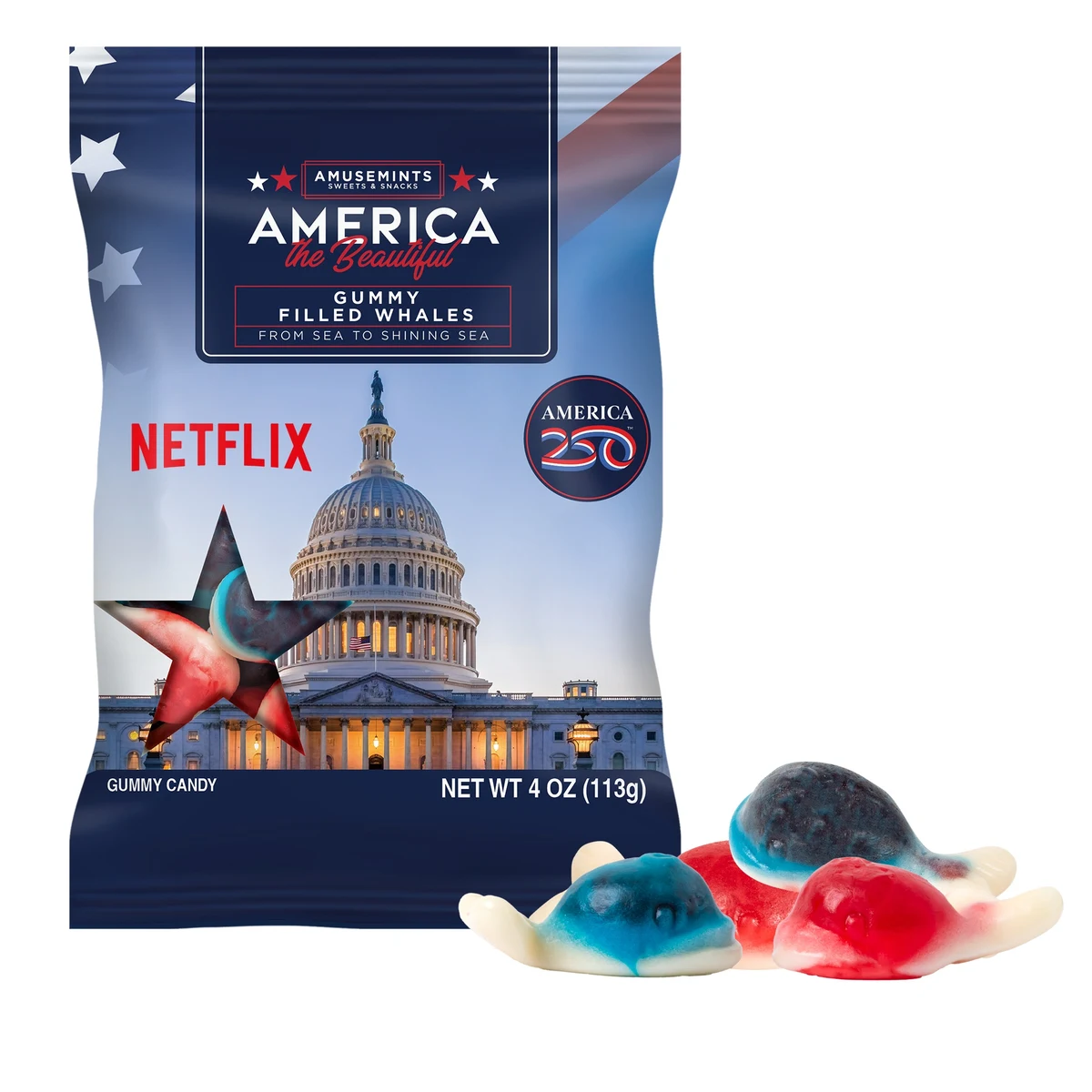 America 250- 4oz. Digibag-Gummy Filled Whales 1