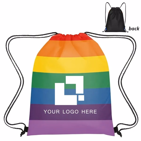 Rainbow Drawstring Sports Bag- 14x18