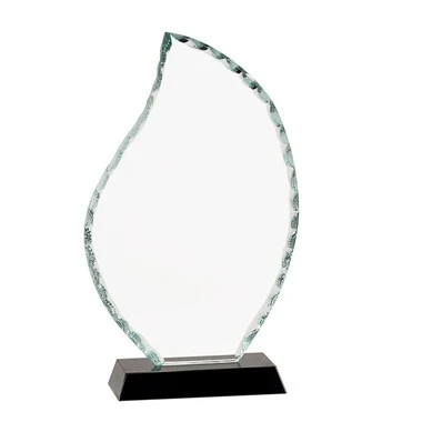 8 1/2" FLAME FACET GLASS ON BLACK BASE TROPHY 1