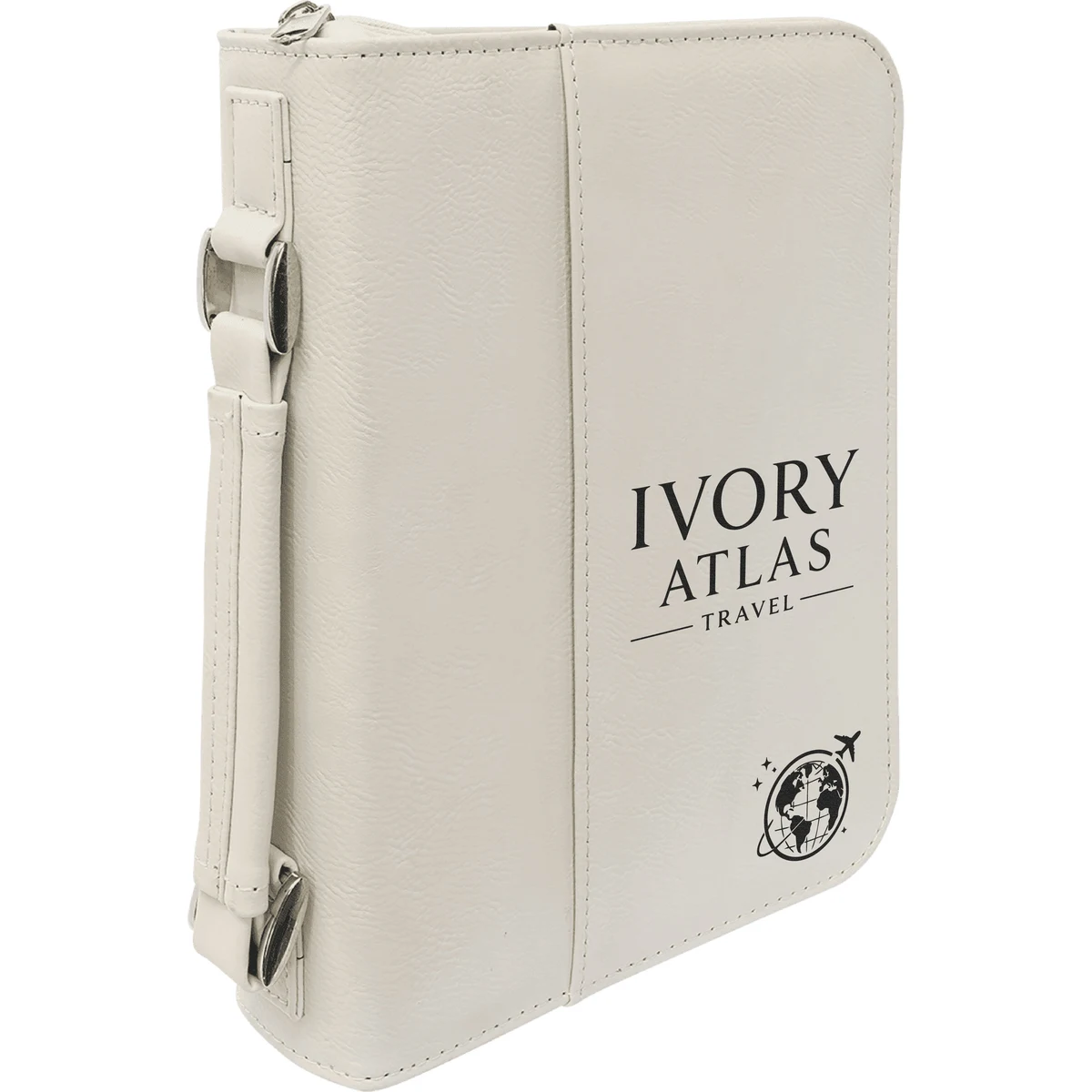 7" x 10" White Leatherette Book/Bible Cover with Handle & Zipper 1