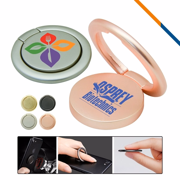 Custom Metal Phone Stand with 360 Rotation — Adhesive Grip Hands-Free Accessory